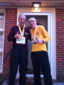 DJ and his dad after the Richmond Half Marathon - November 2011