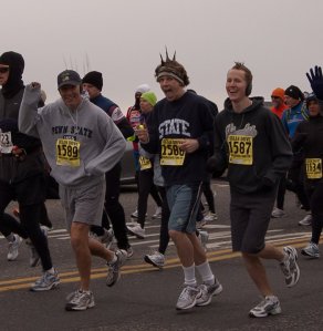 DJ, his dad Jon, and his brother Brad running - March 2011.